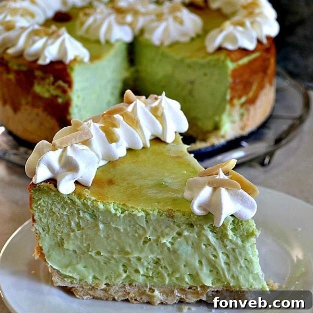Creamy Pistachio Cheesecake with Almond Crust
