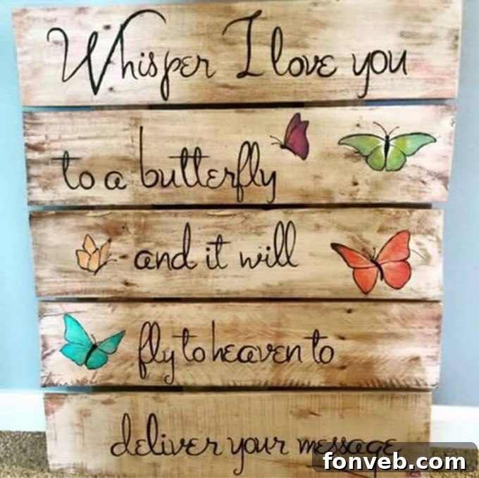 Inspiring Pallet Creations for Your Home 10 Whisper I Love You Butterfly Pallet Wall Hanging, unique rustic wall decor