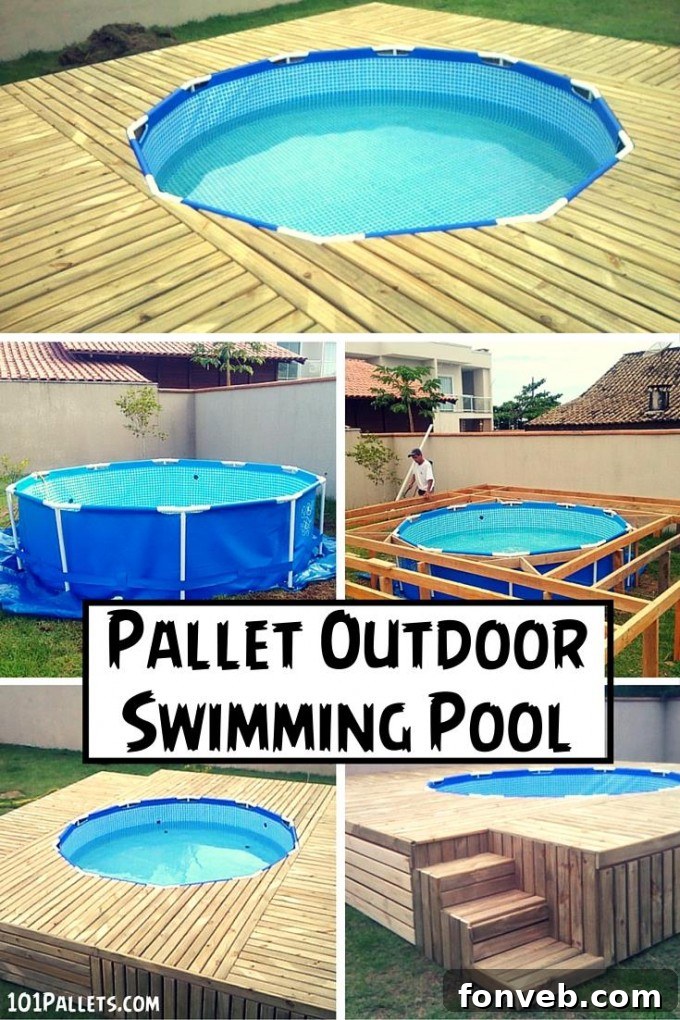 Inspiring Pallet Creations for Your Home 15 DIY Pallet Swimming Pool, a unique backyard feature for summer fun