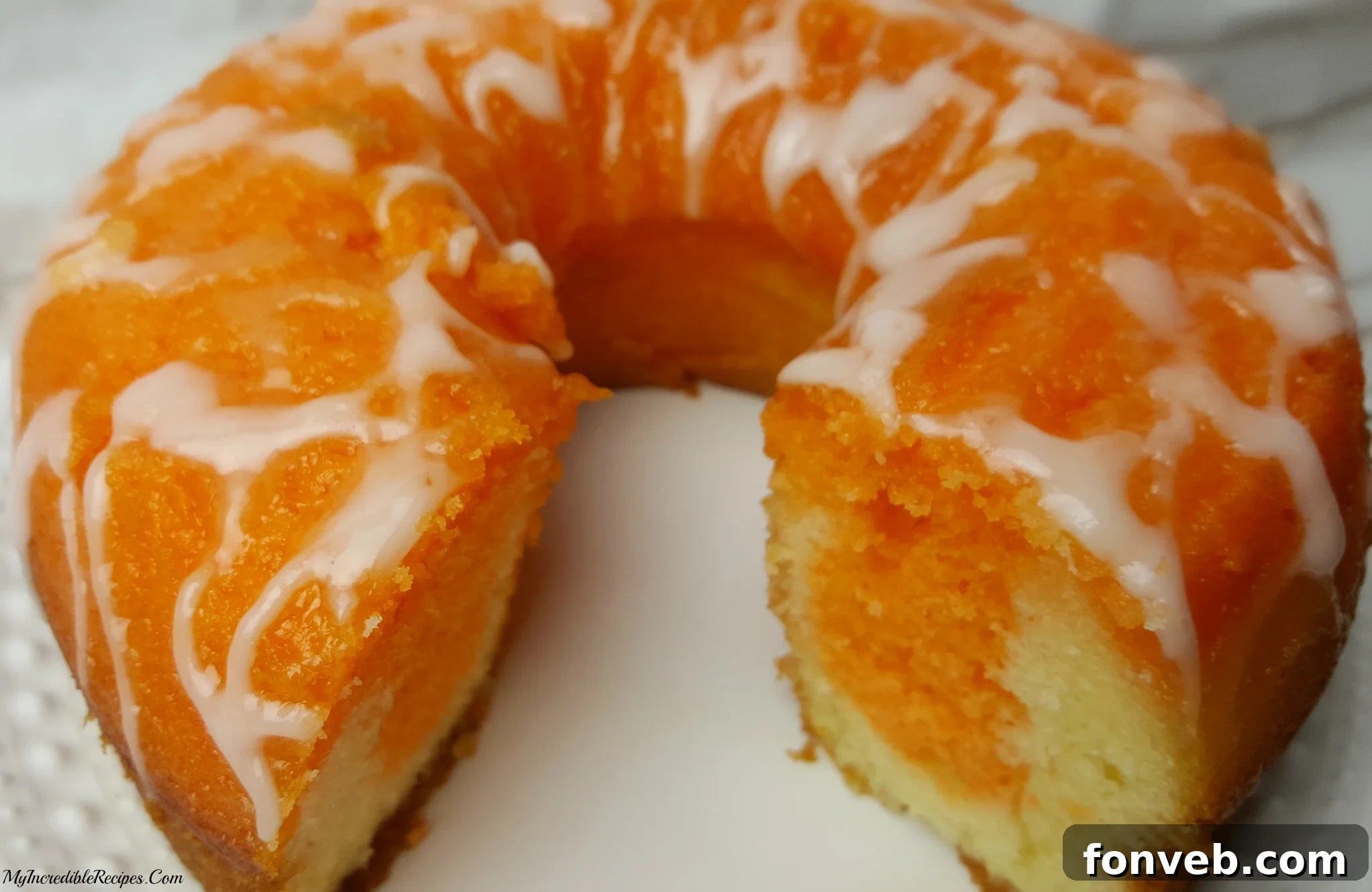 Close-up of baked Orange Creamsicle Cake