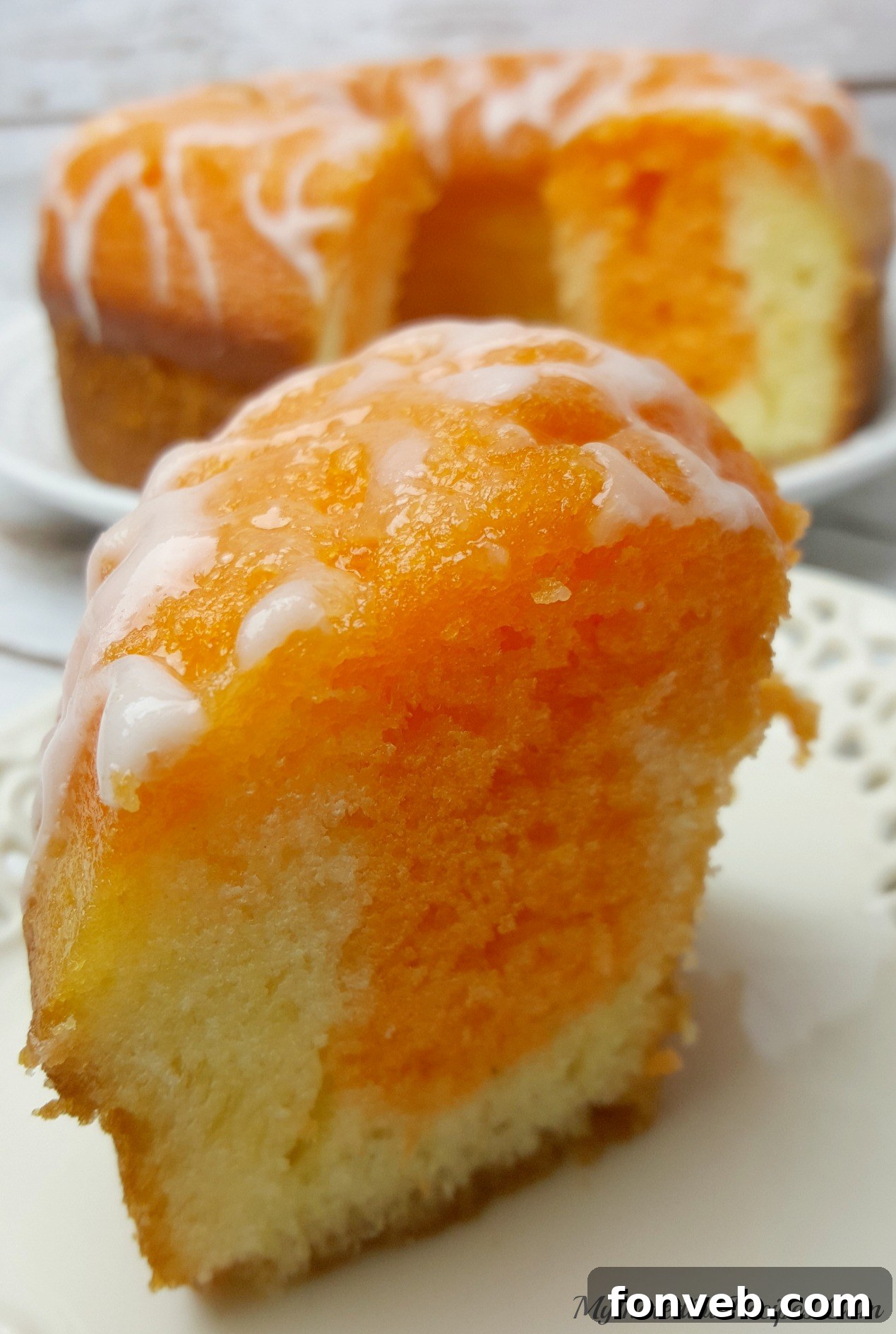 Close-up of Orange Creamsicle Cake batter in bowl