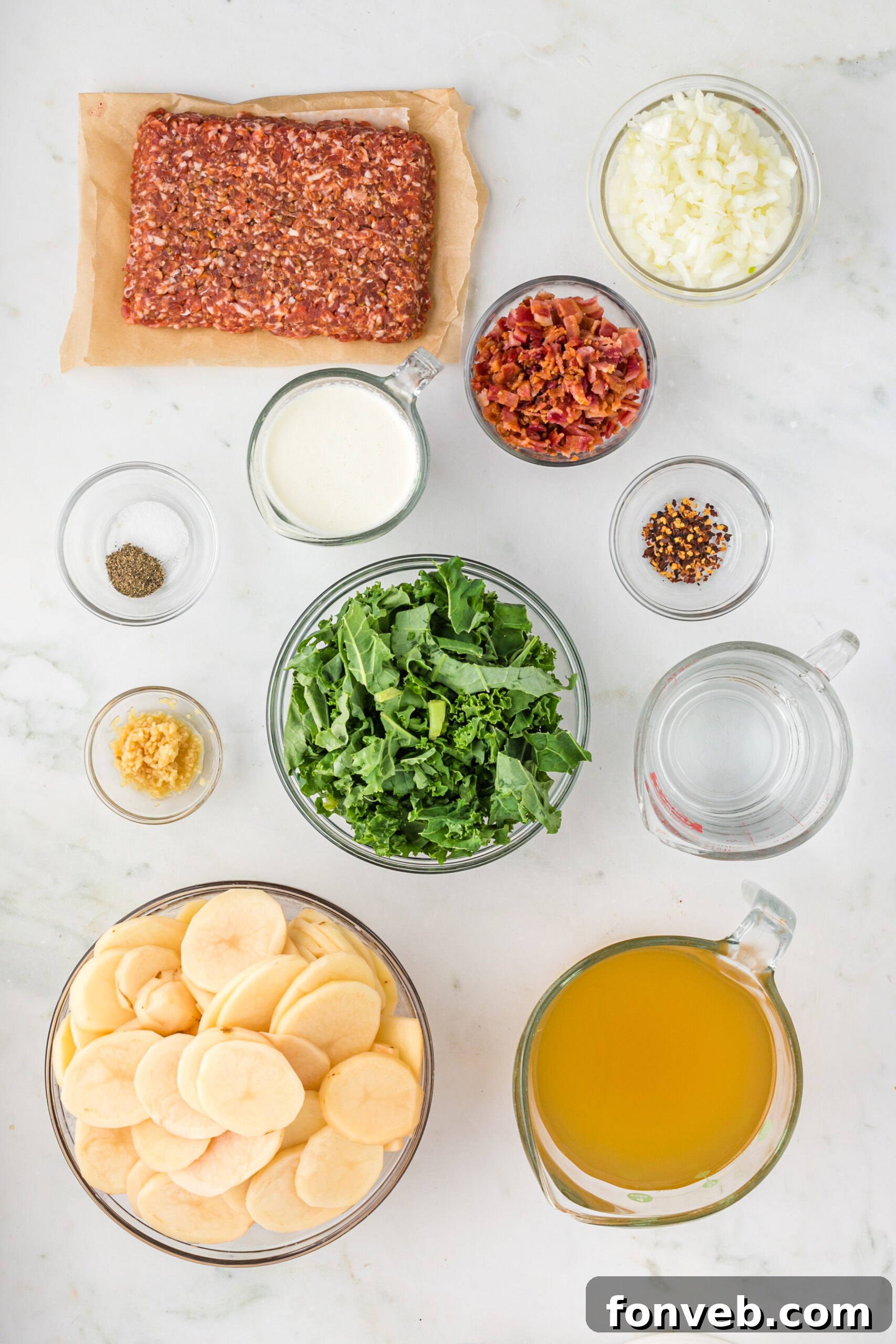 Overhead view of all ingredients needed to make the recipe.