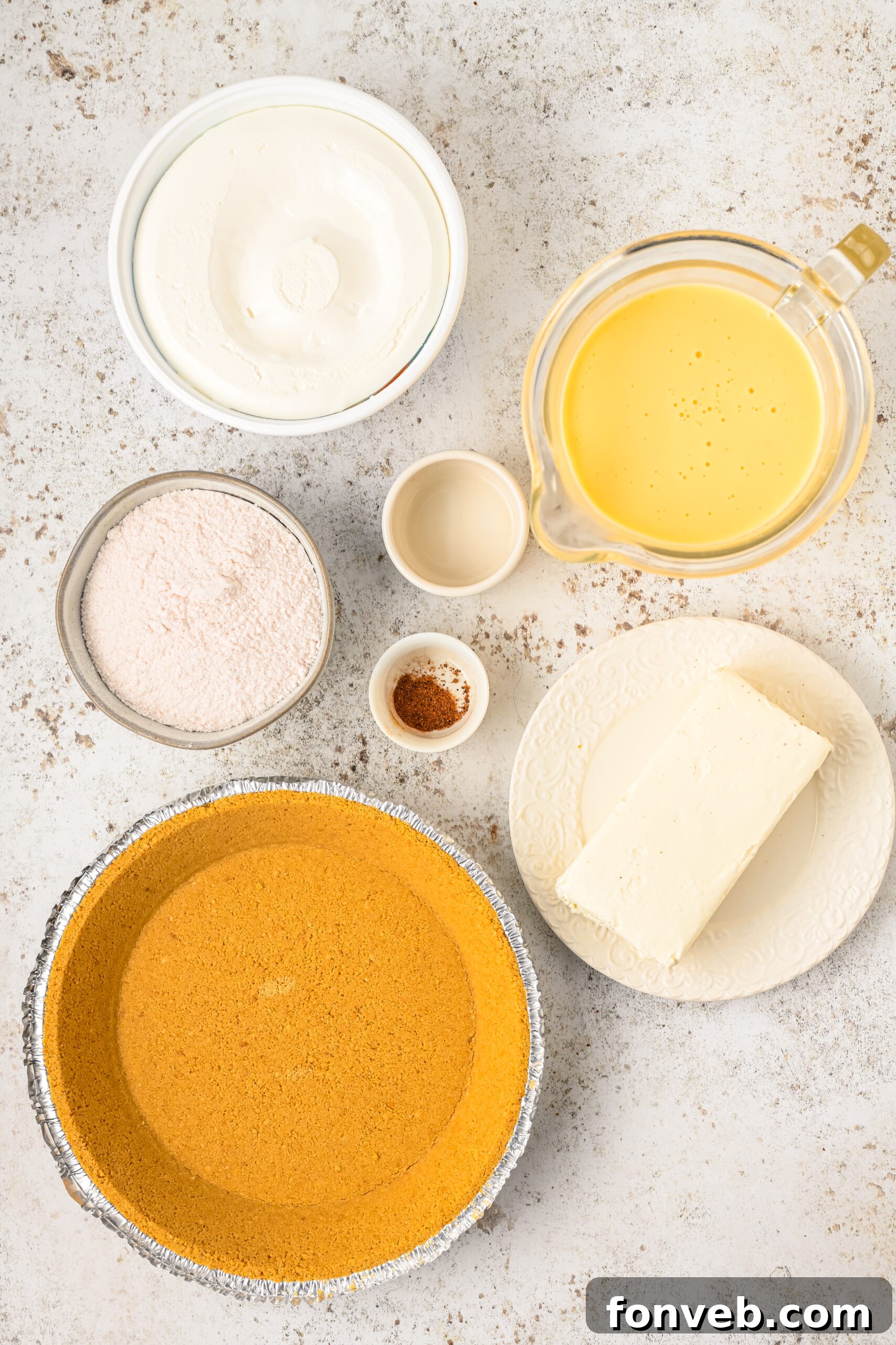 Overhead view of ingredients needed for this recipe. 