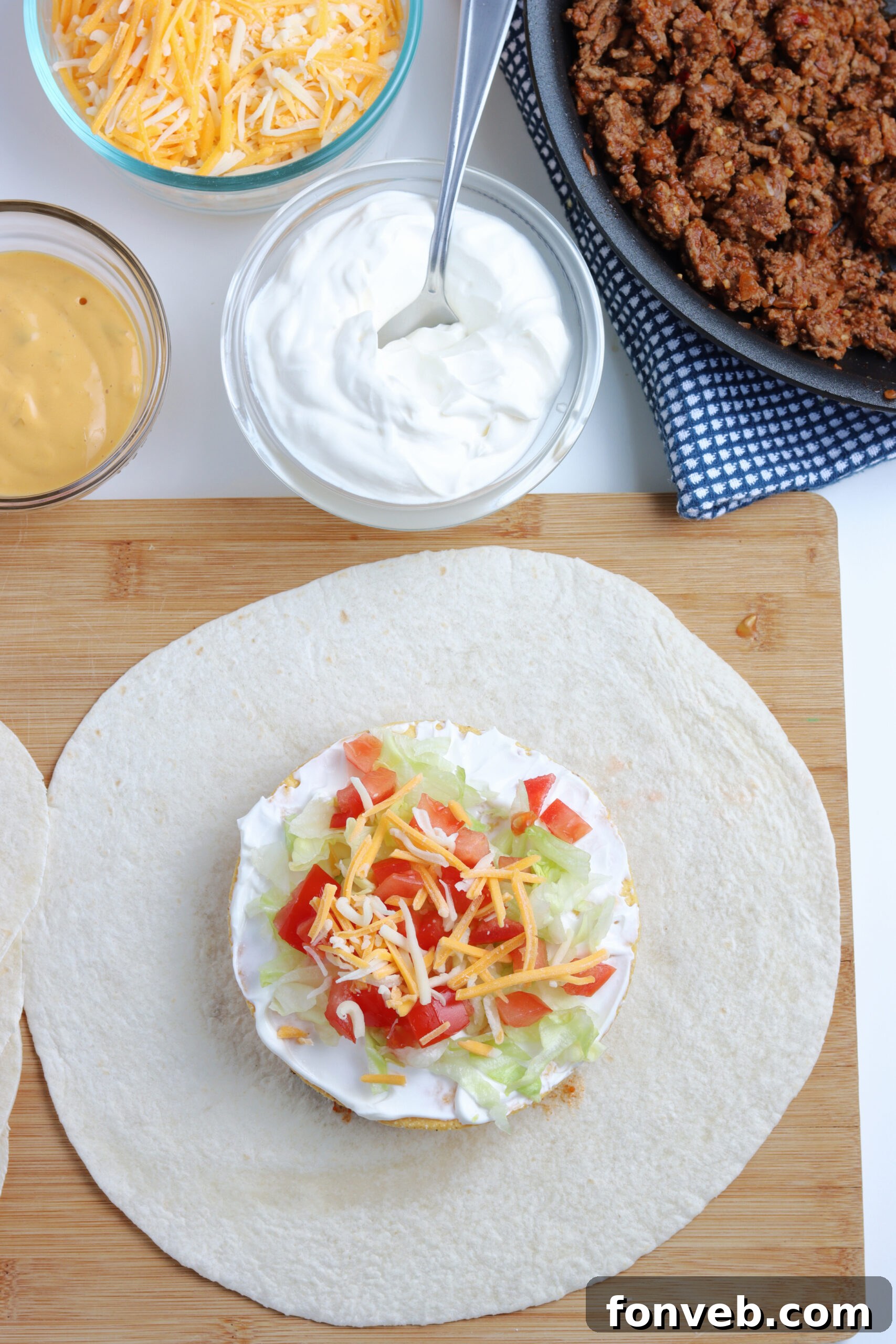 Ultimate Crispy Fold 9 Overhead view of the ingredients beautifully arranged before folding.