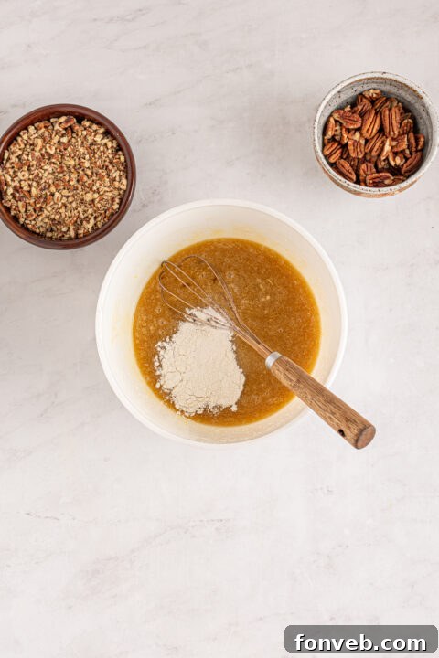 Bourbon Pecan Indulgence 8 Mixing the pie filling