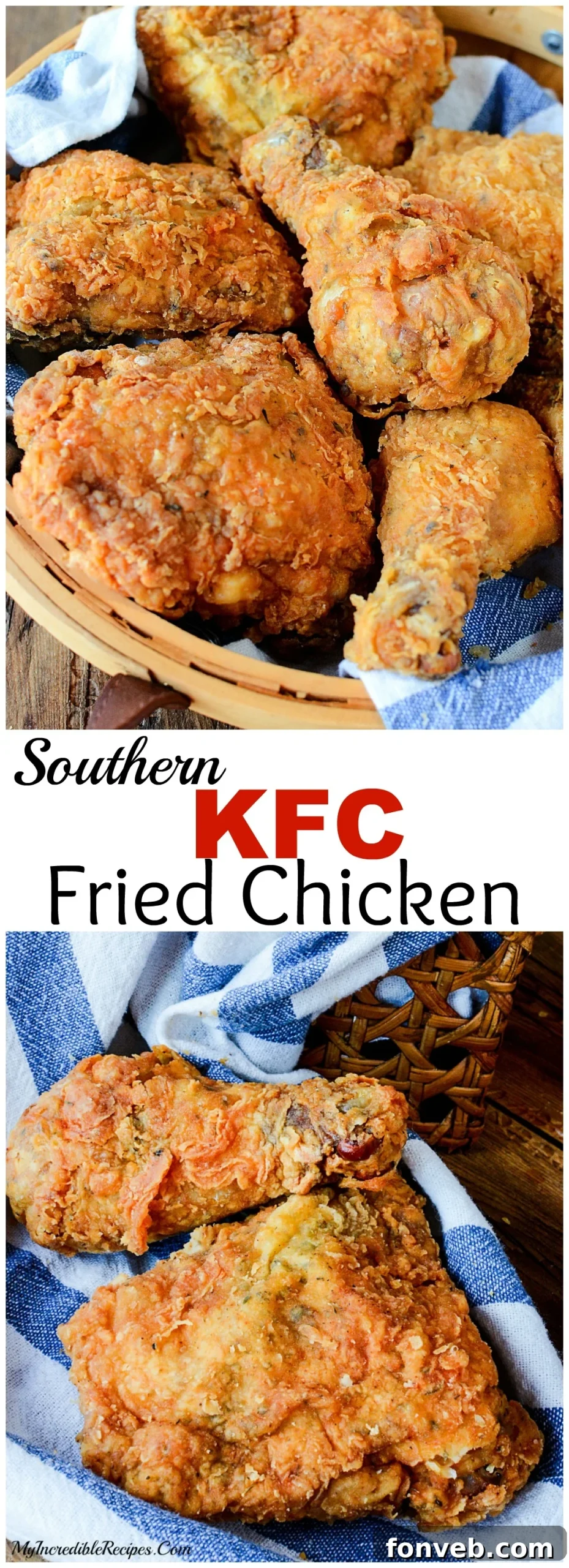 The Southern KFC Fried Chicken Secret Uncovered 19 A large, beautifully composed image encouraging readers to pin the recipe on Pinterest.