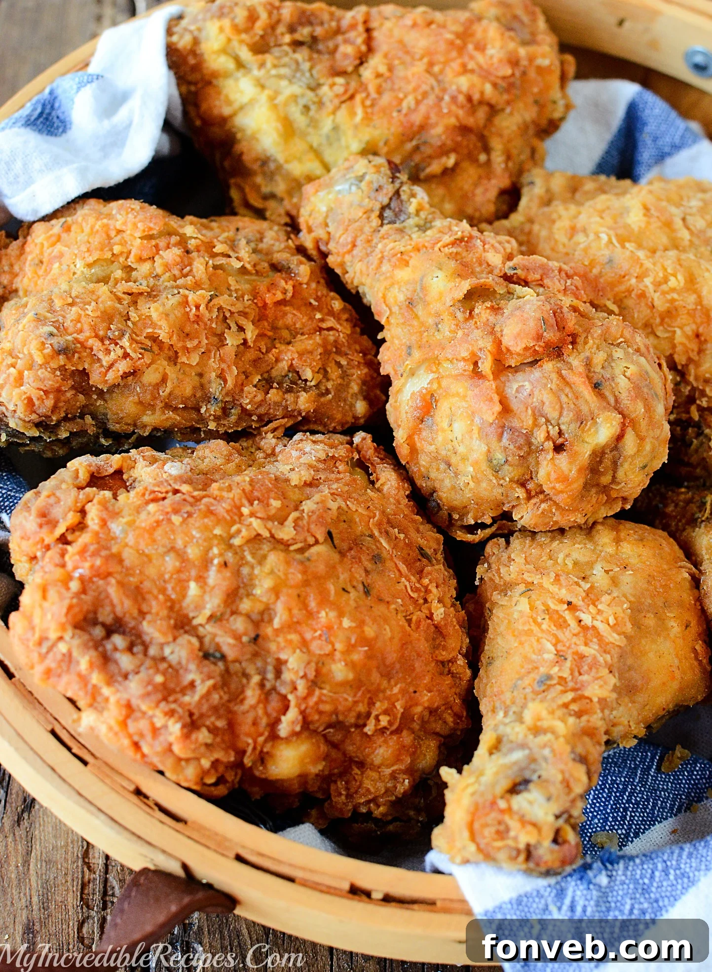 The Southern KFC Fried Chicken Secret Uncovered 5 A basket full of golden-brown fried chicken, freshly cooked and ready to be enjoyed.