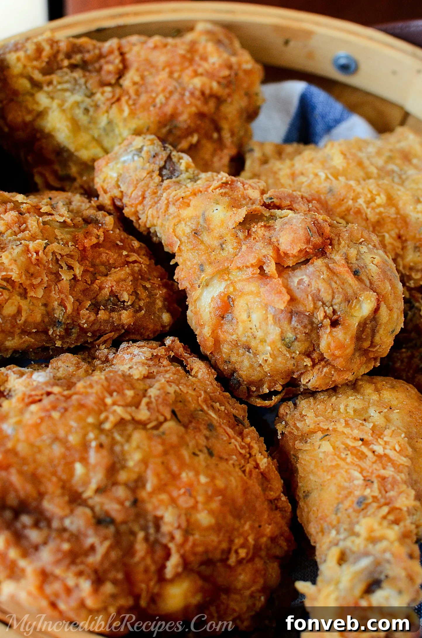 The Southern KFC Fried Chicken Secret Uncovered 7 A close-up of the crispy fried chicken skin, emphasizing its golden and crunchy texture.