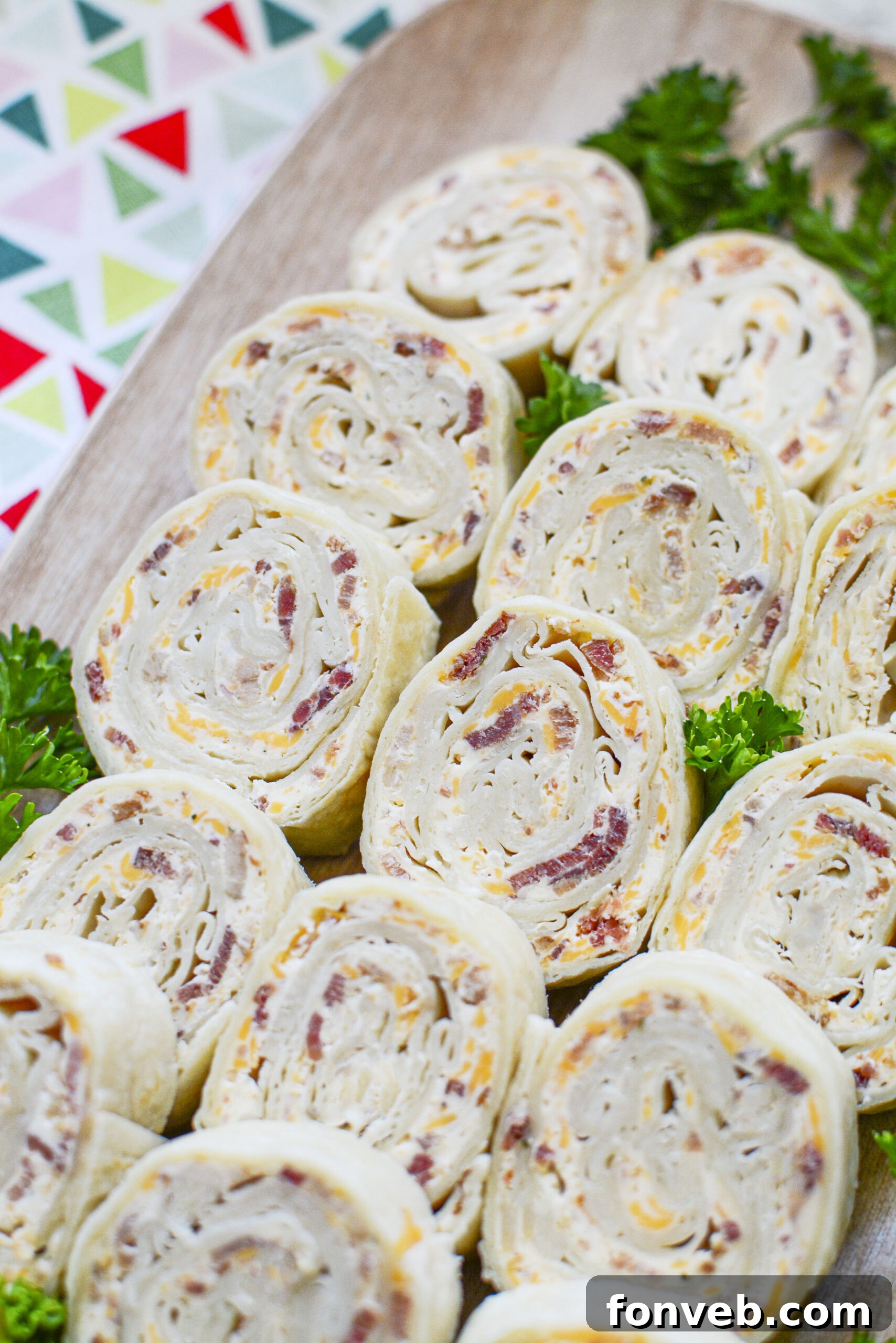 Overhead shot of turkey pinwheels.