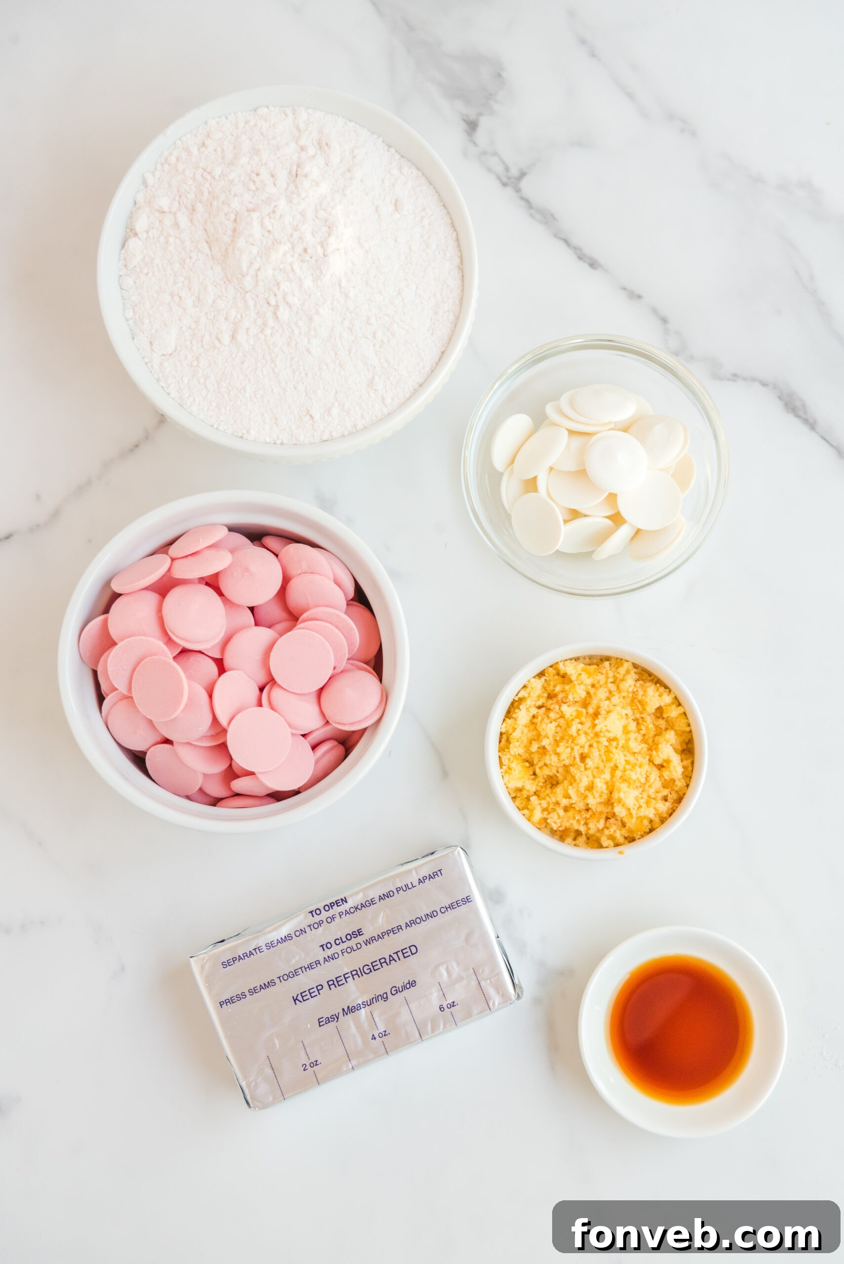 Overhead view of ingredients needed for this recipe.