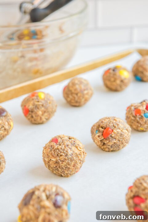 Finished No Bake M&M Energy Balls.