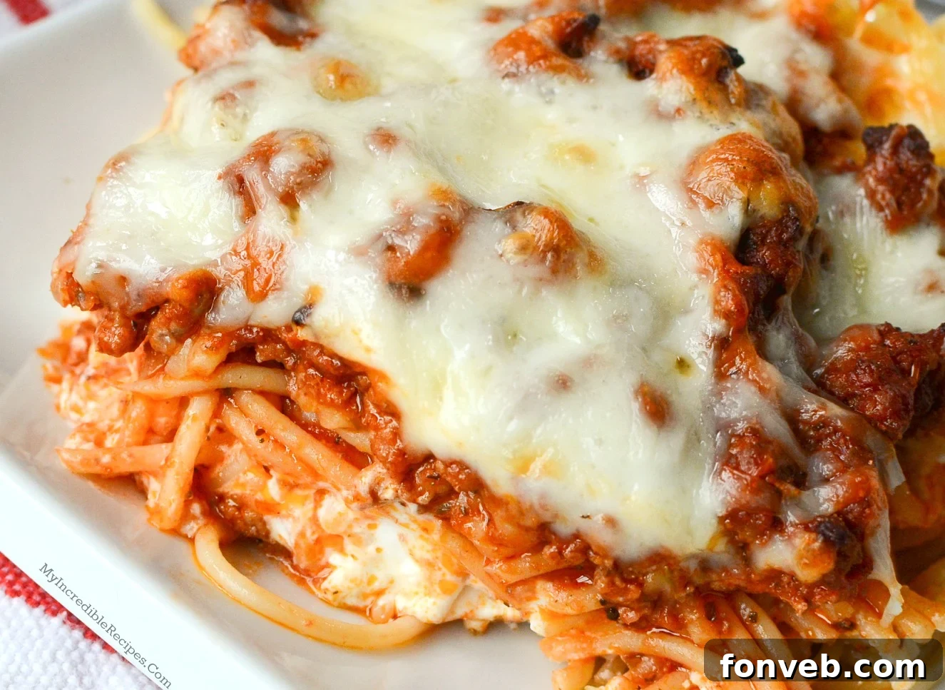 Delicious Million Dollar Spaghetti Bake, ready to be served