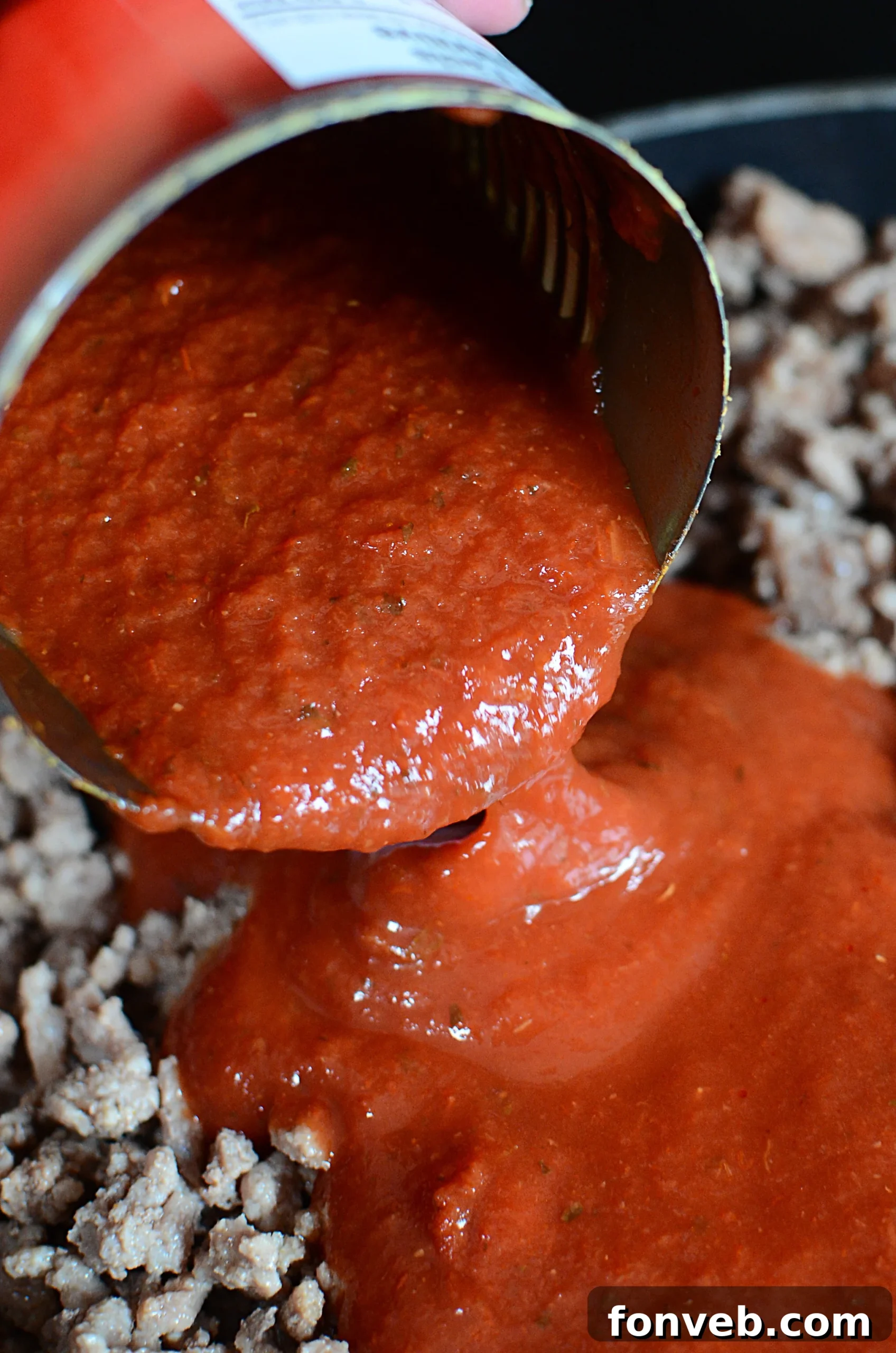 Ingredients being mixed for Millionaire Spaghetti Pie