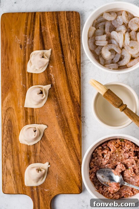 Comforting Wonton Soup 9 Wontons cooking in broth