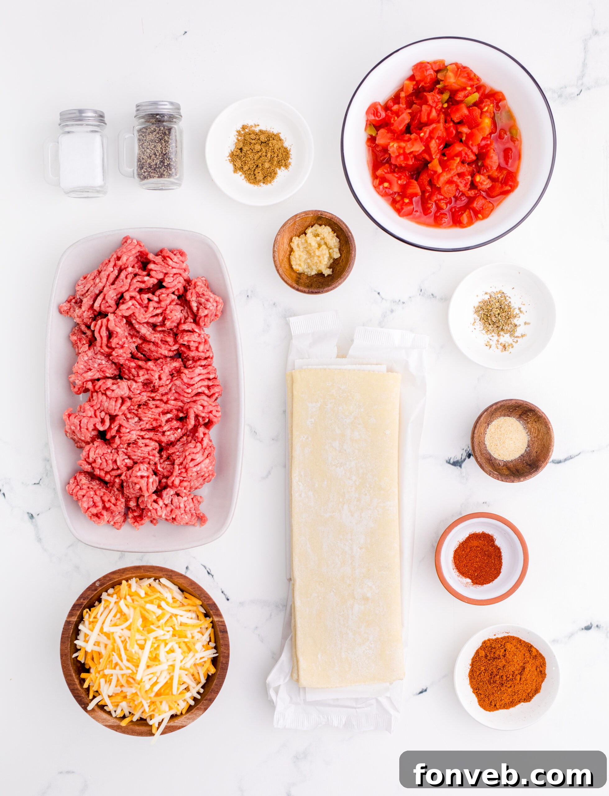 Overhead view of the ingredients needed to make this recipe.