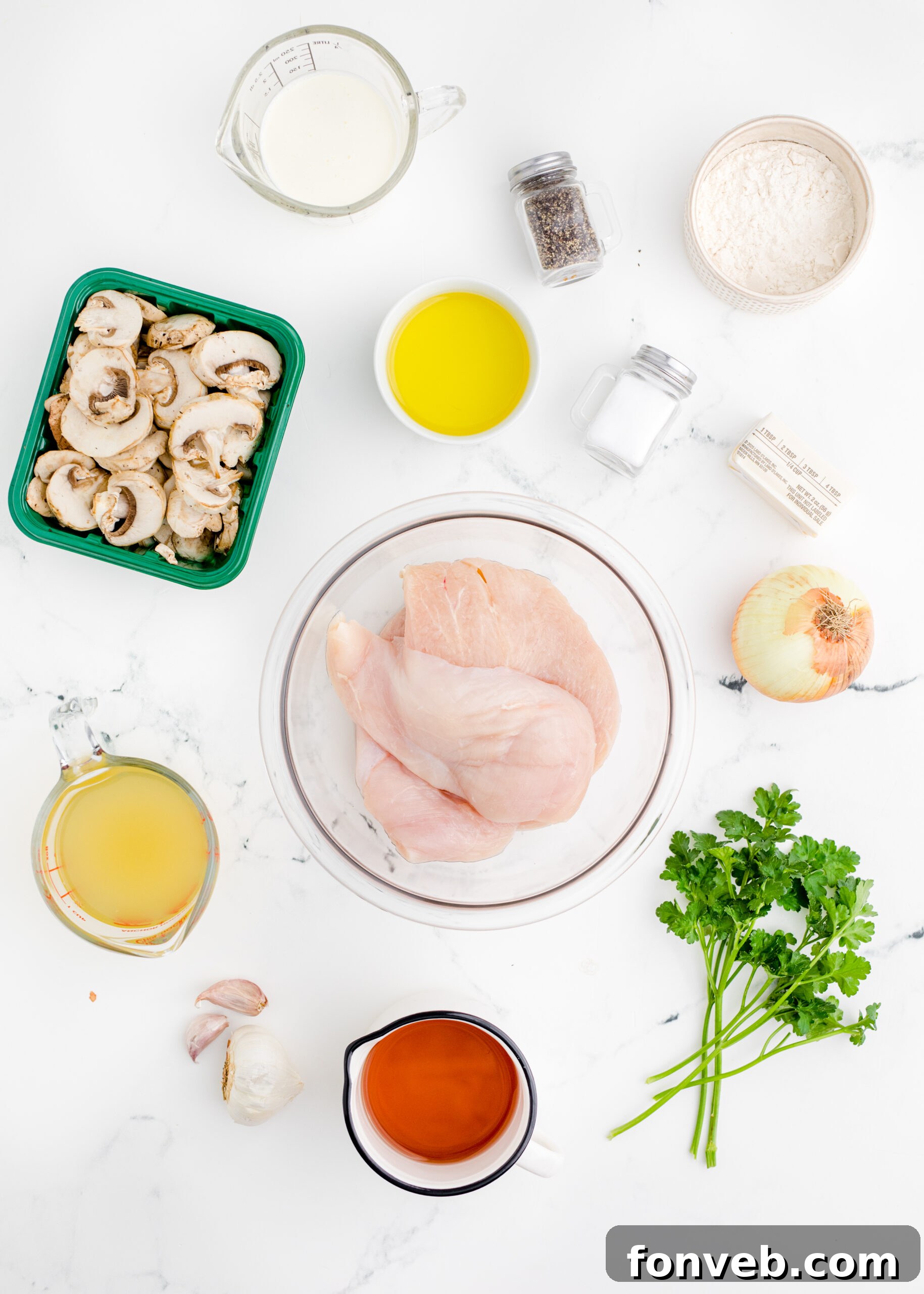 Overhead view of the ingredients needed to complete this recipe.