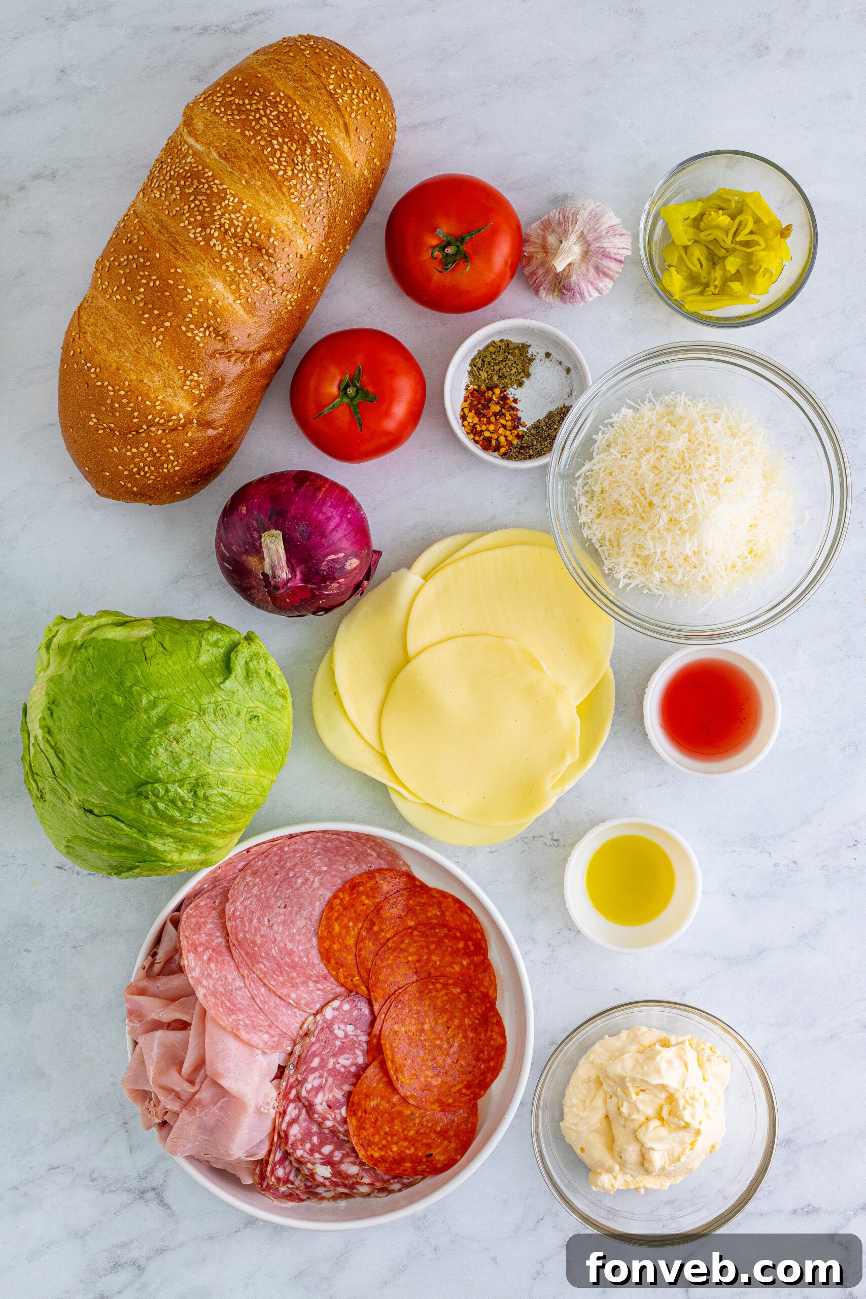 Overhead view of the ingredients needed to complete this recipe. 