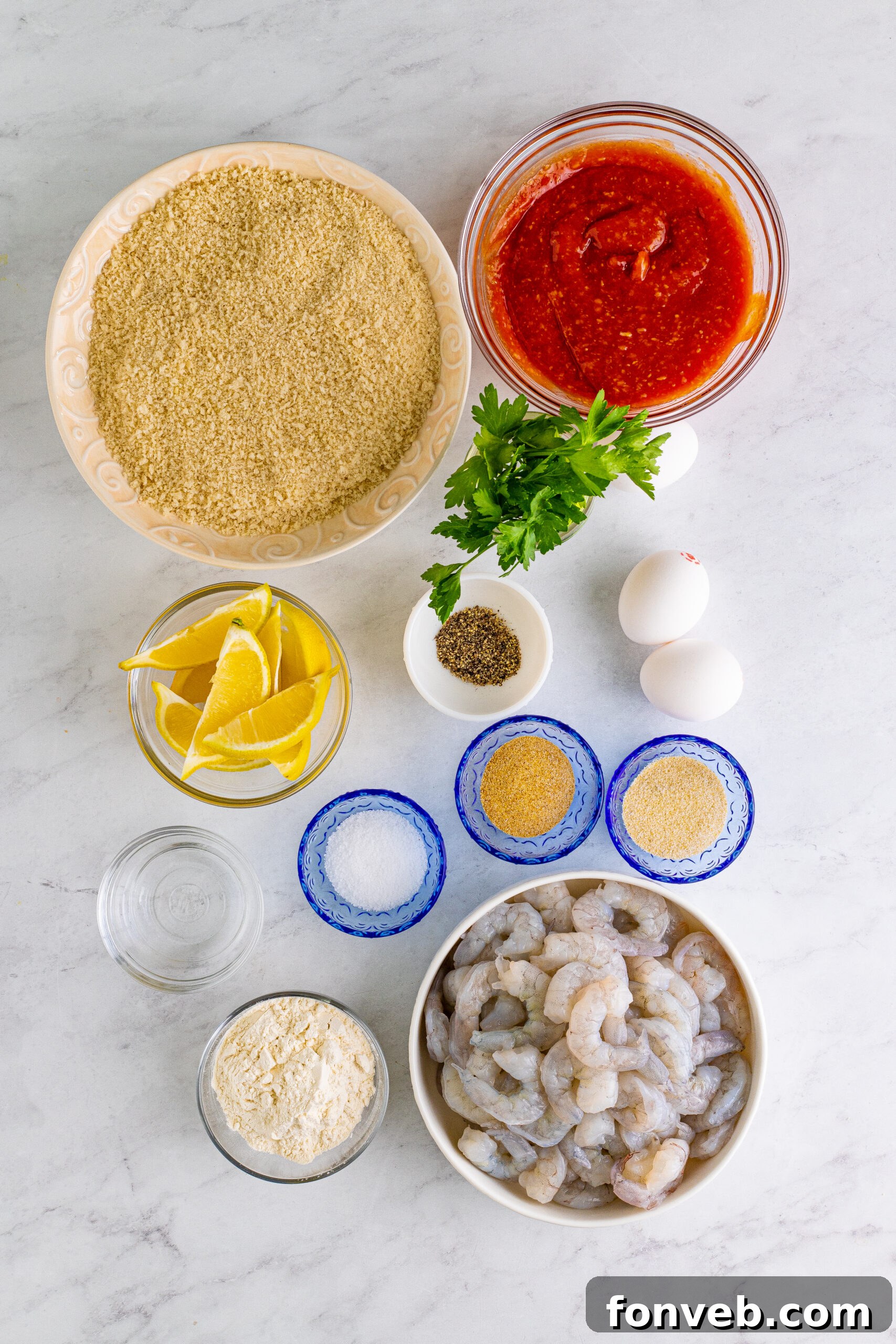 Overhead view of the ingredients needed to complete this recipe.