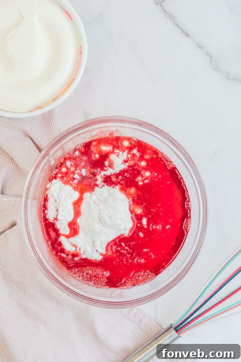 Luscious Raspberry Whip 10 A dish of Raspberry Jello Fluff ready for refrigeration.