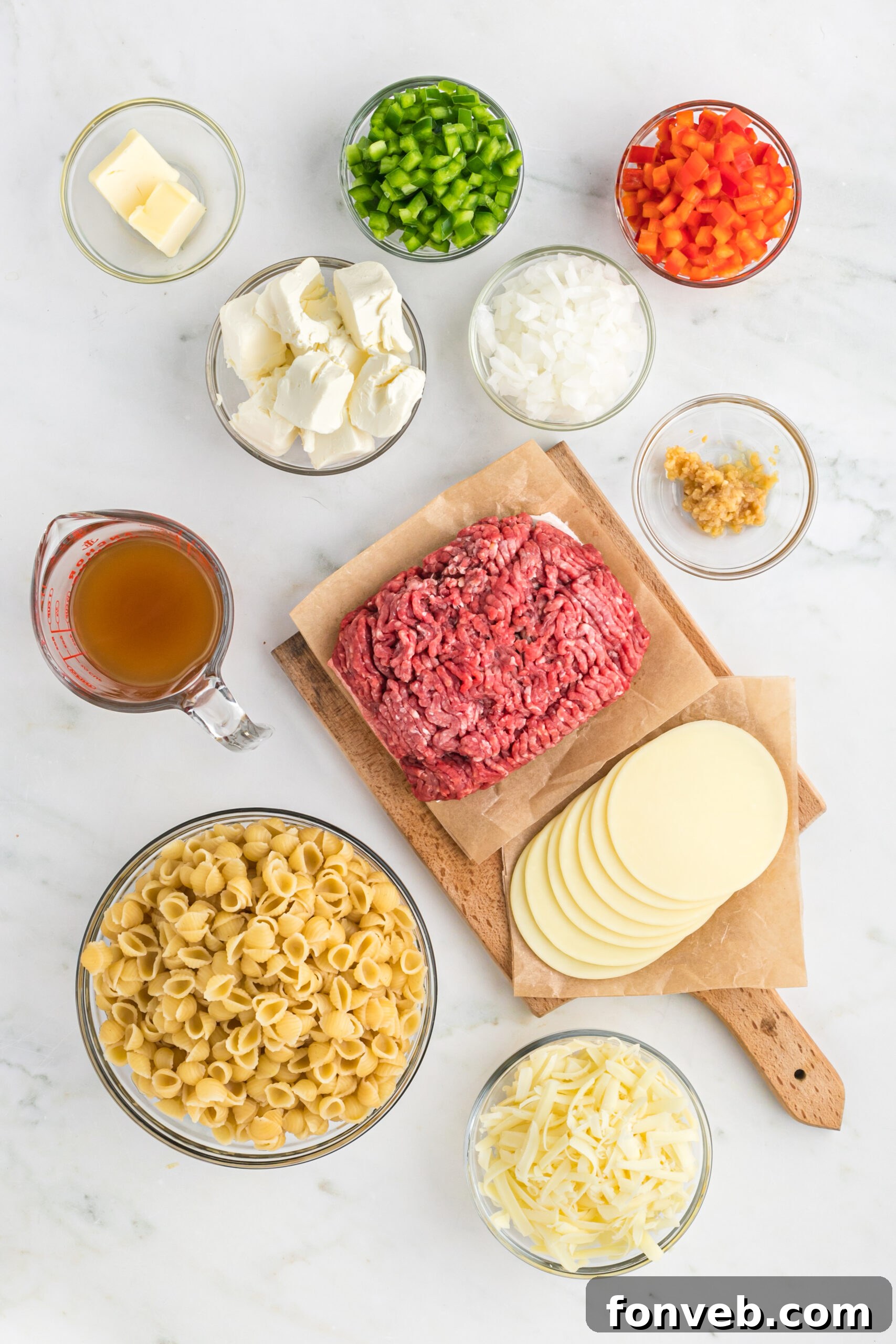 Overhead view of the ingredients needed to complete this recipe.