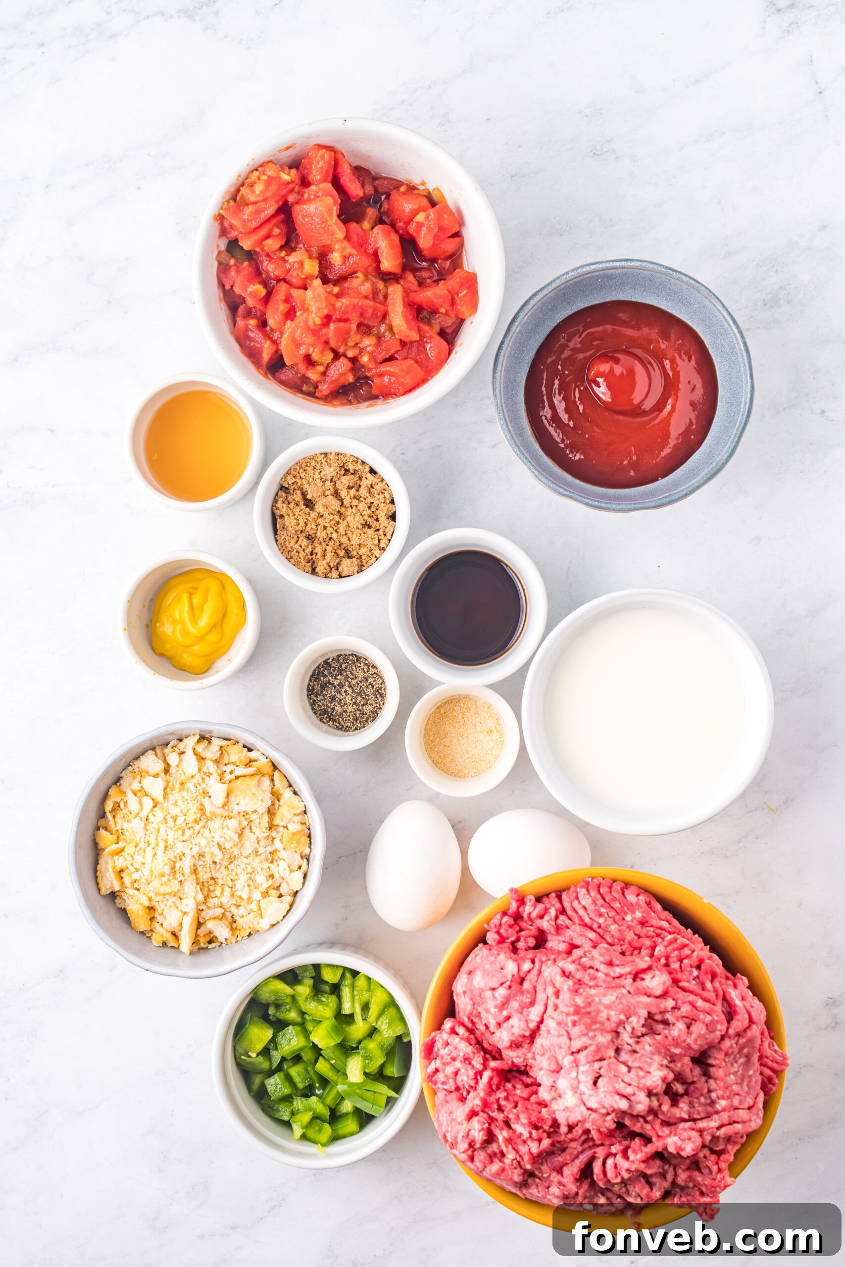 Overhead view of the ingredients needed to complete this recipe.
