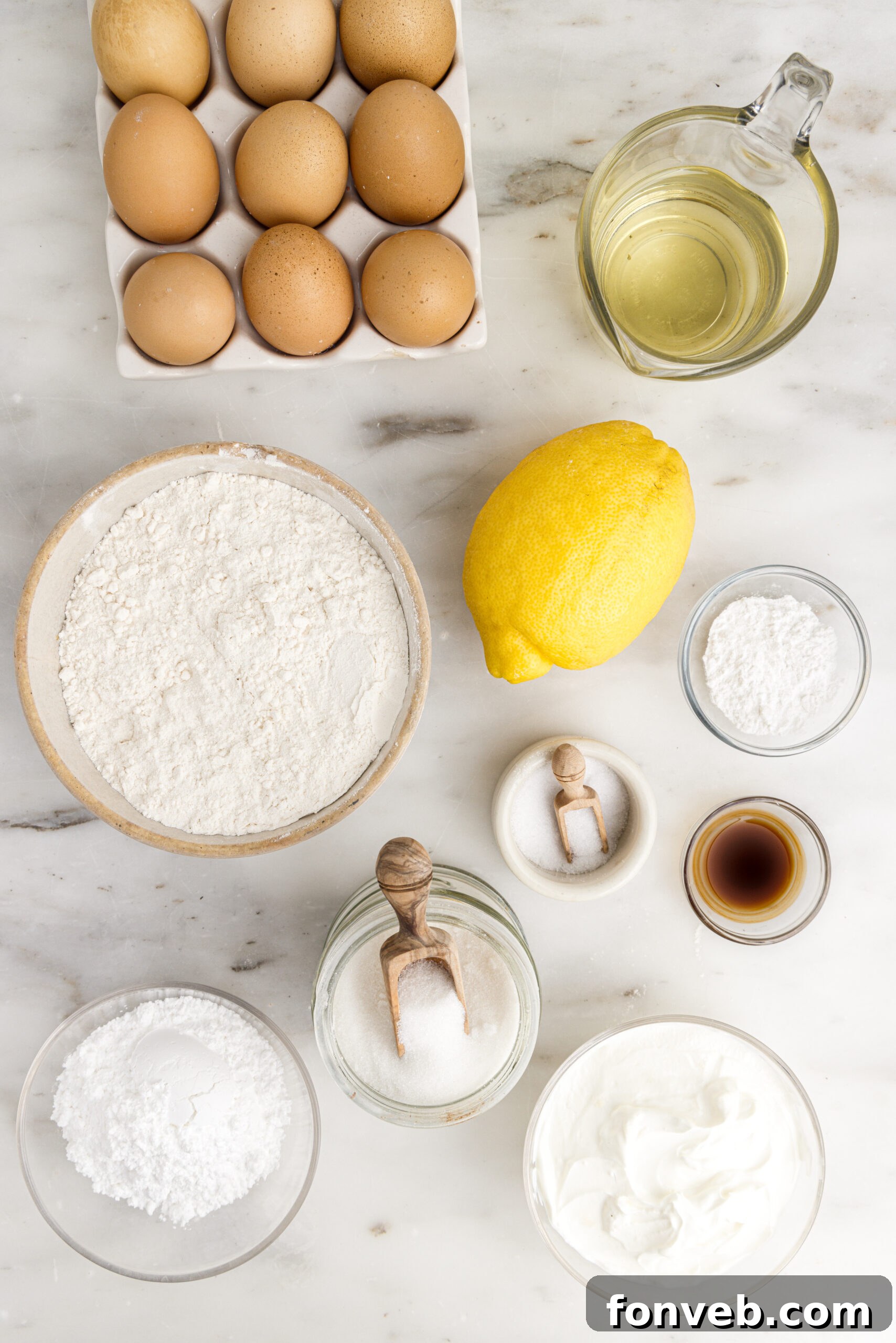 Overhead view of the ingredients needed to complete this recipe.