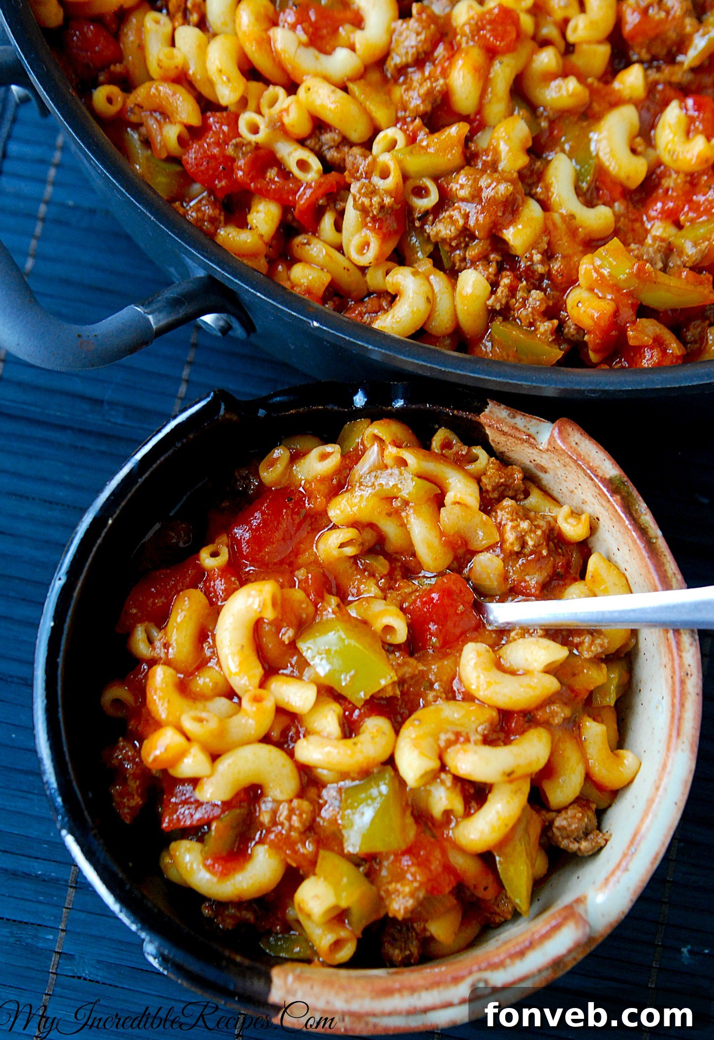 Nana's American Chop Suey 2 Delicious American Chop Suey in a pot