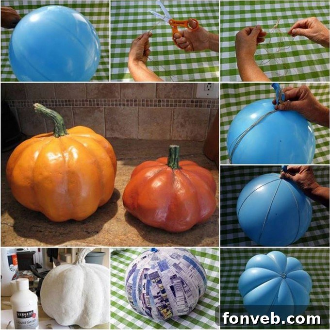 Spooktacular Fall and Halloween Inspirations to Love 21 Cheap outdoor pumpkin craft, realistic looking DIY pumpkins