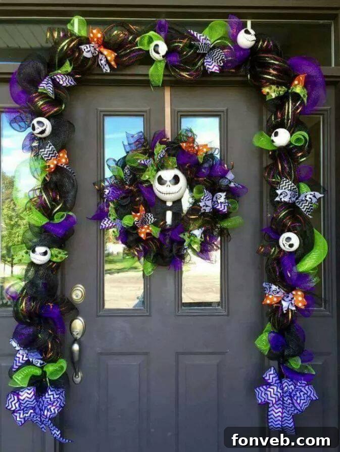 Spooktacular Fall and Halloween Inspirations to Love 36 A Halloween tree decorated with spooky ornaments and lights