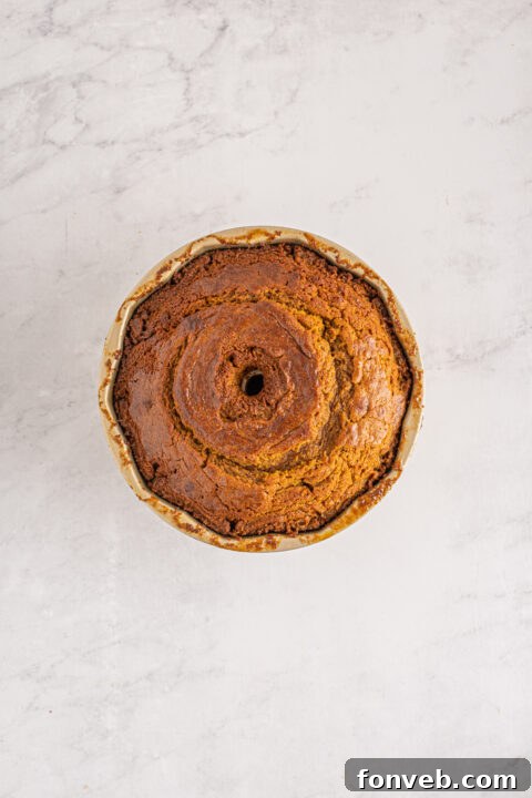 Harvest Pumpkin Bundt with Sweet Cinnamon Finish 8 Various stages of baking the Pumpkin Bundt Cake, from mixing ingredients to pouring batter.