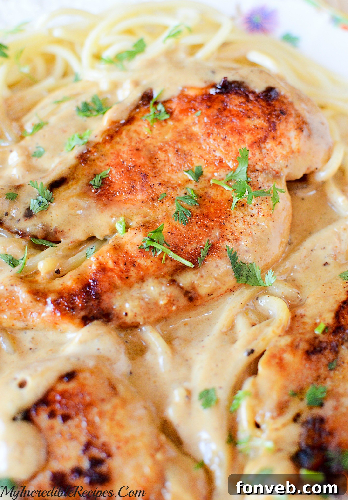 Freshly cooked Chicken Lazone with herbs