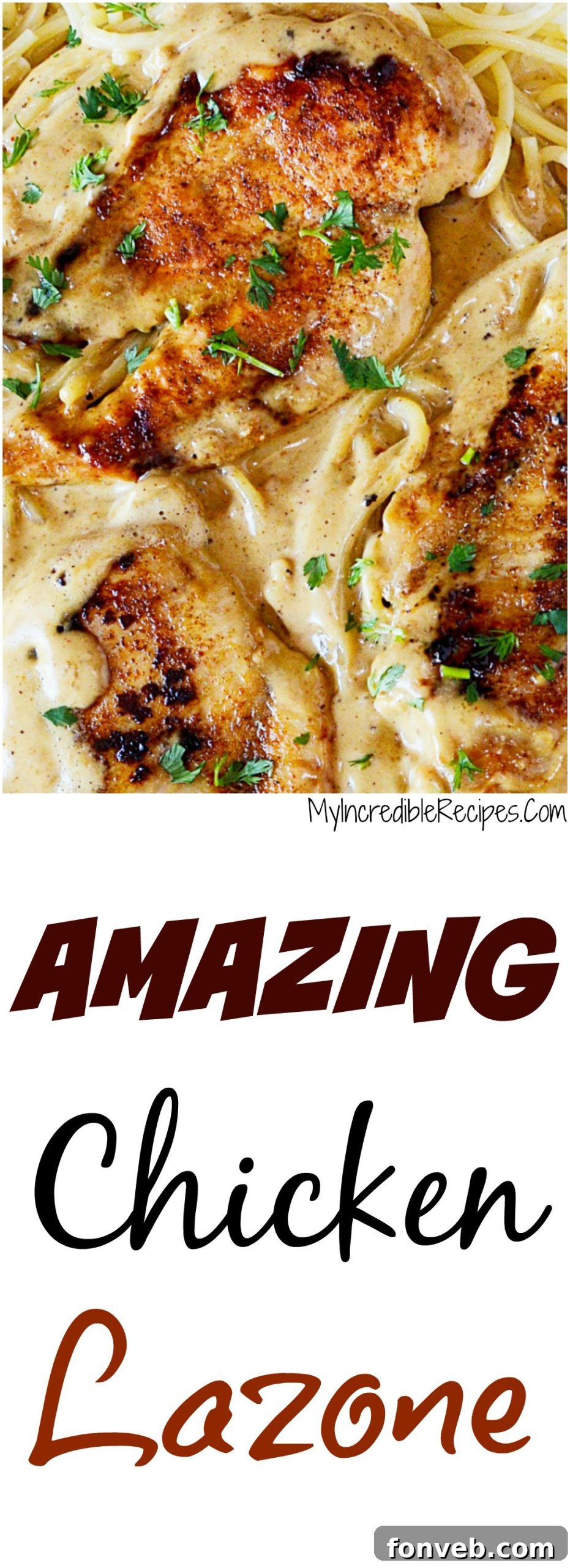 Pinterest graphic for Chicken Lazone