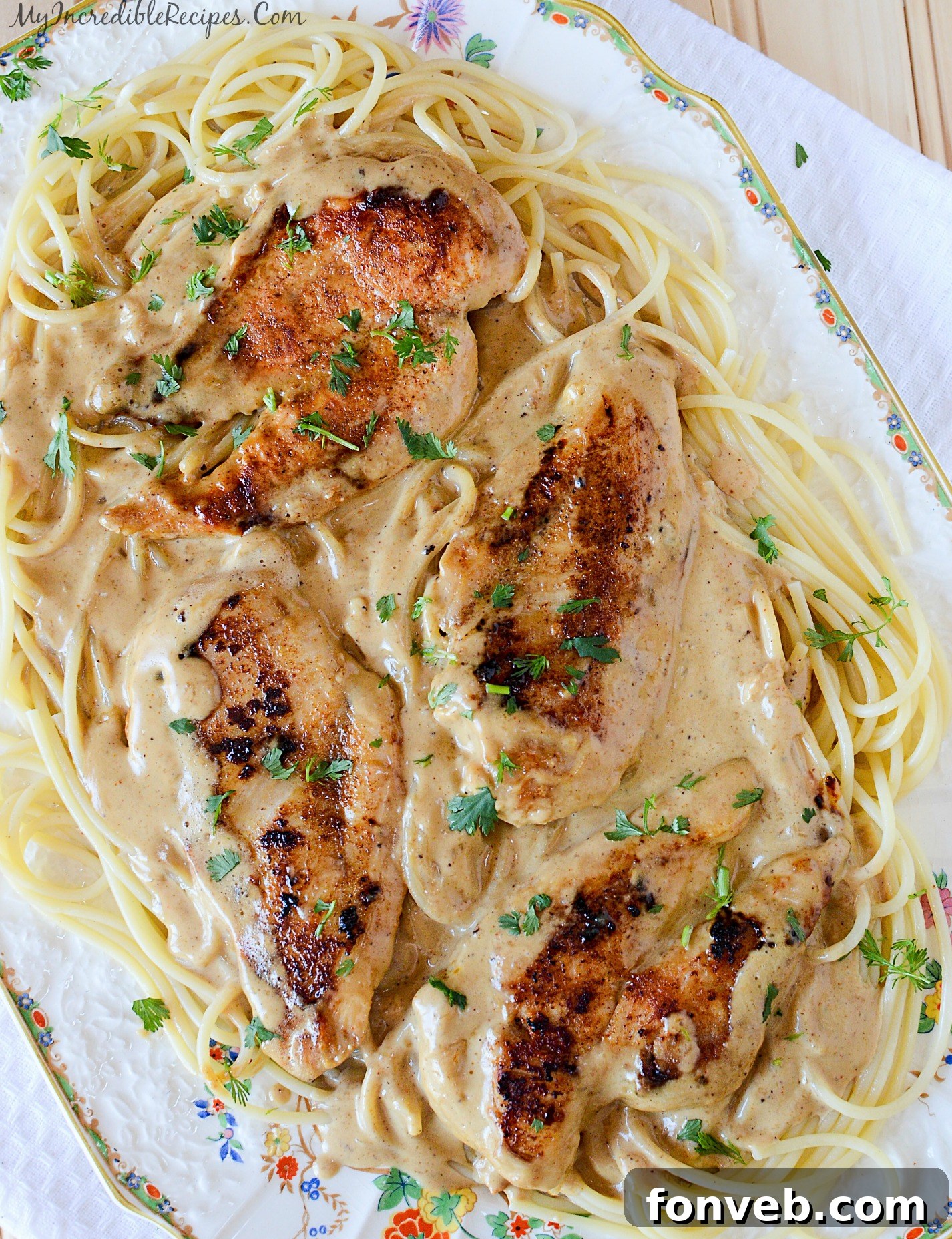 Close-up of the rich, creamy Chicken Lazone sauce