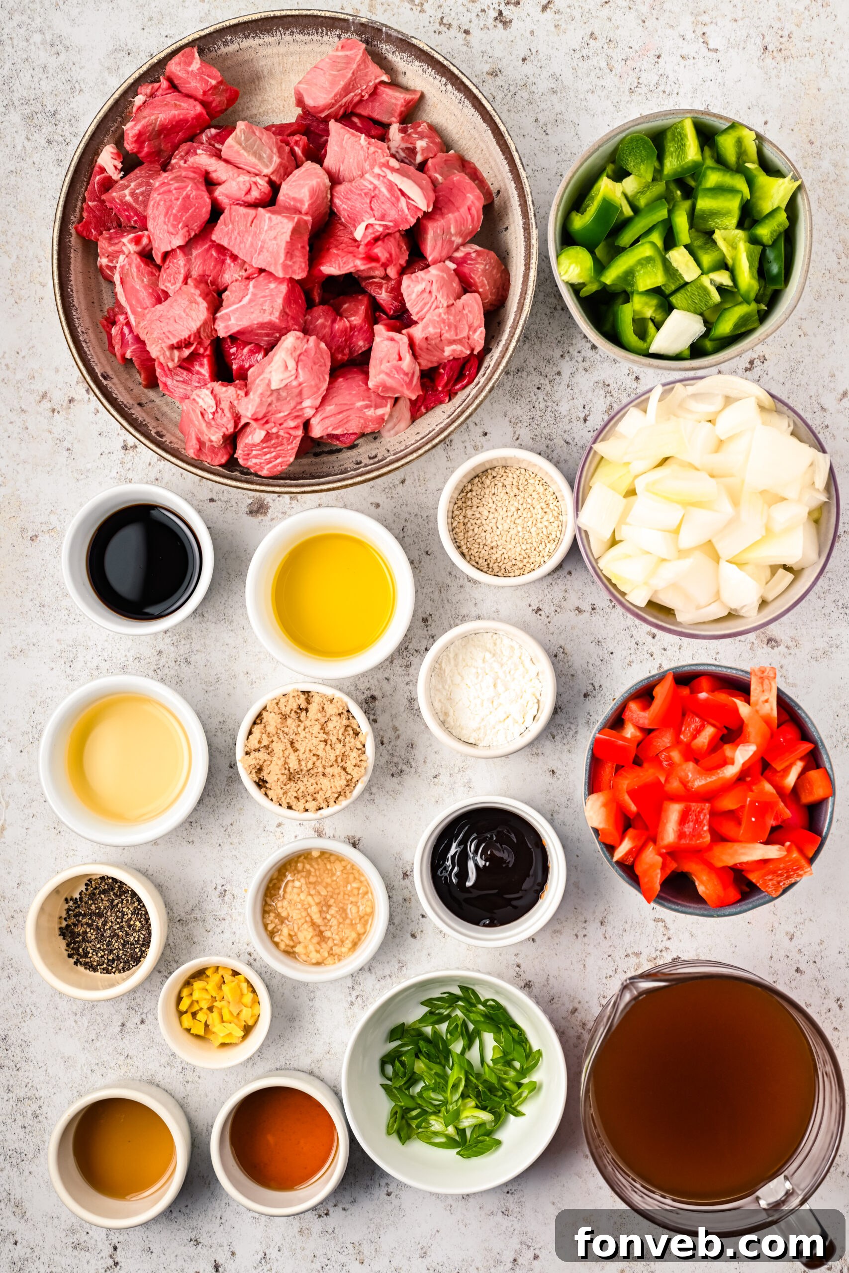 Overhead view of the ingredients needed to complete this recipe.