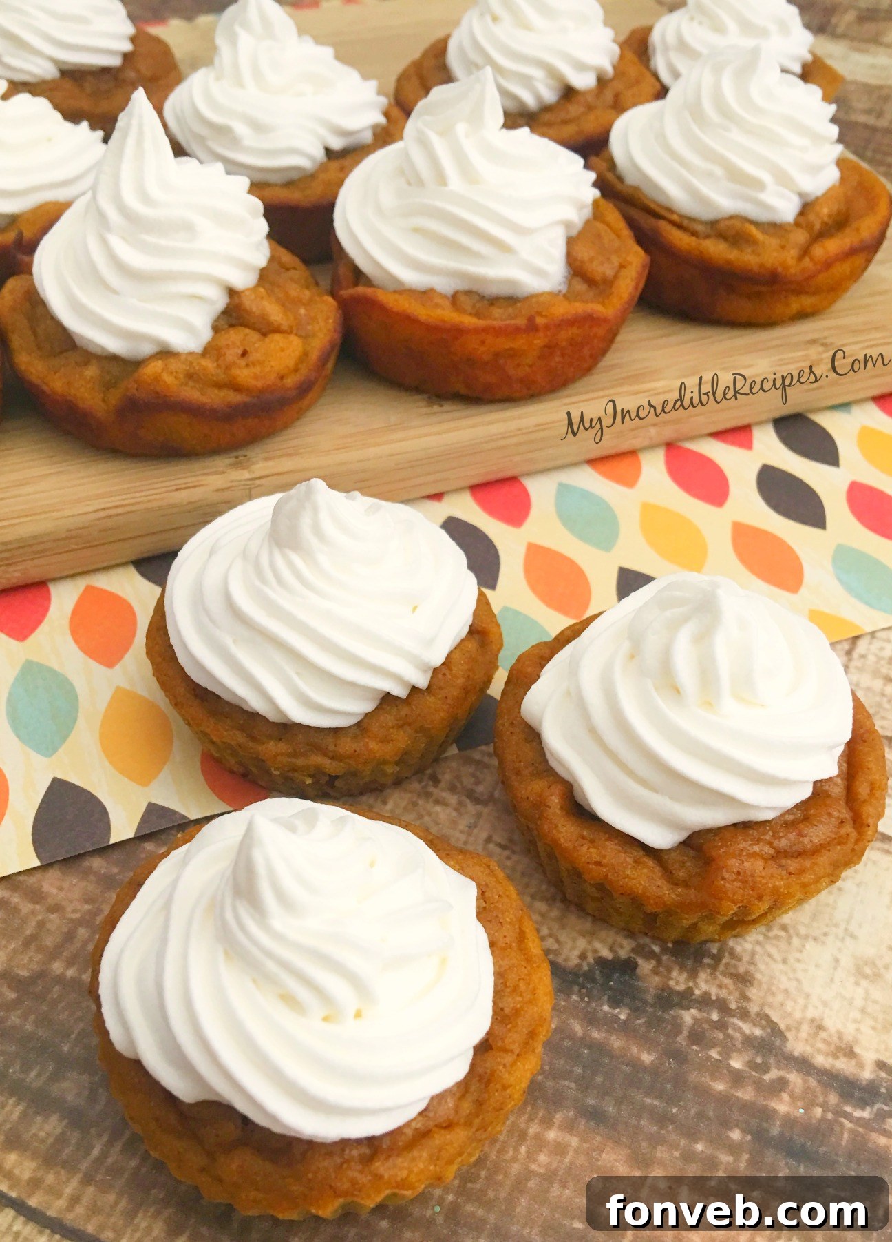 Close-up of frosted Pumpkin Pie Cupcakes
