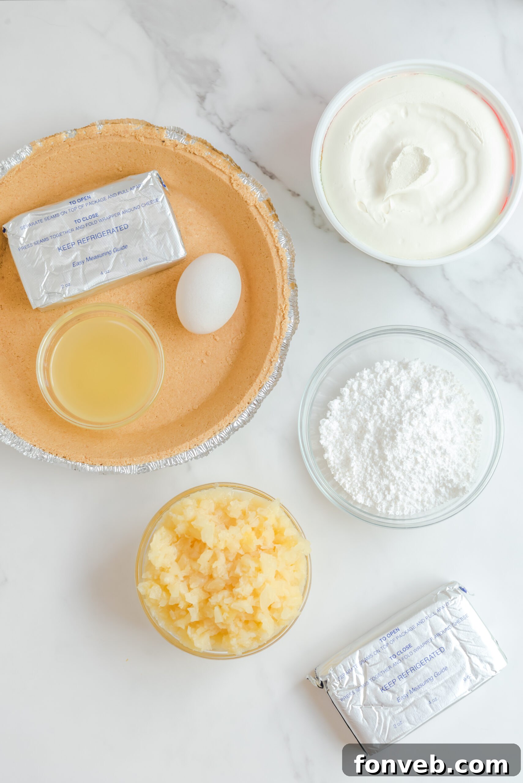 Overhead view of the ingredients needed to complete this recipe.