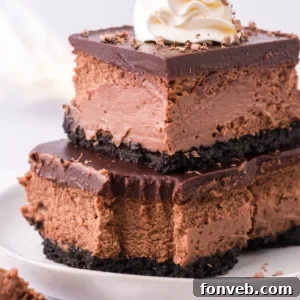 Chocolate Cheesecake Bars with Chocolate Ganache