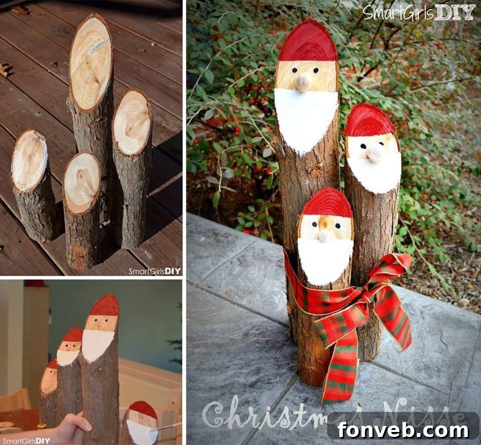 Santa Logs, a rustic and charming Christmas decoration idea
