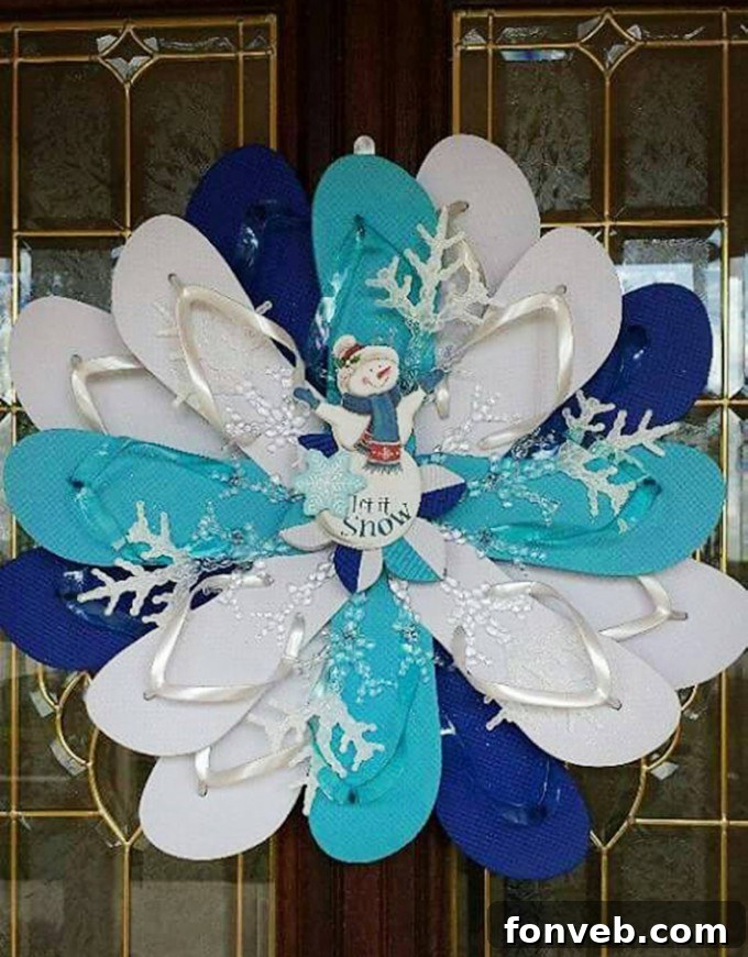 Flip Flop Snowman Wreath, a creative and unique holiday craft