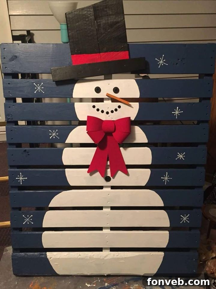 Snowman Pallet, a rustic outdoor Christmas decoration