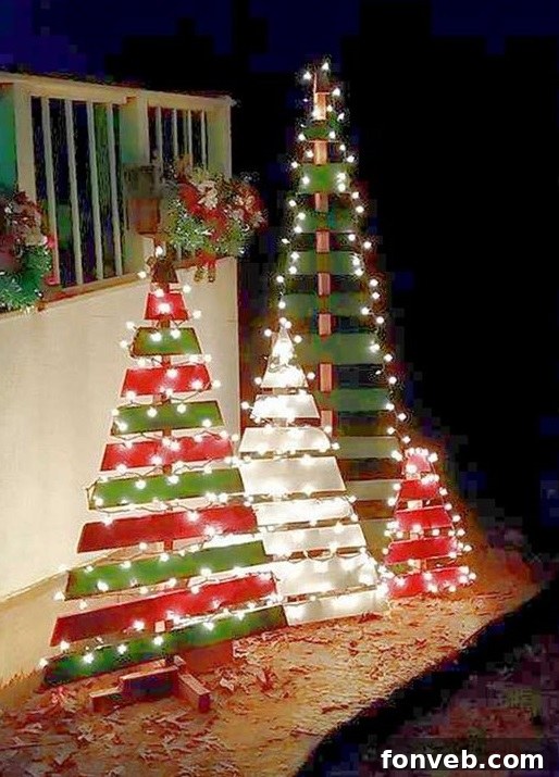 Wood Pallet Christmas Trees, sustainable and customizable outdoor decor