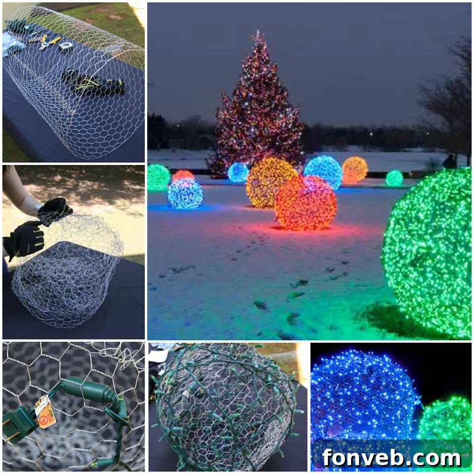 How to Make Christmas Light Balls, beautiful outdoor decorations