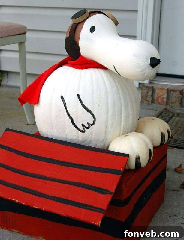 Snoopy pumpkin decoration, a fun seasonal crossover