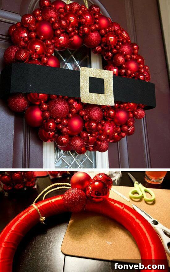 Santa Ornament Wreath, a cheerful DIY Christmas decoration