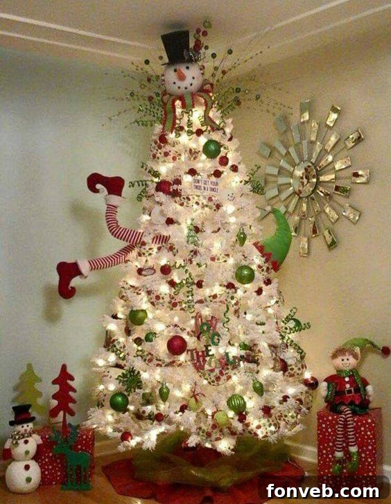 Clever Elf Christmas Tree decoration with a hat and stuffed legs