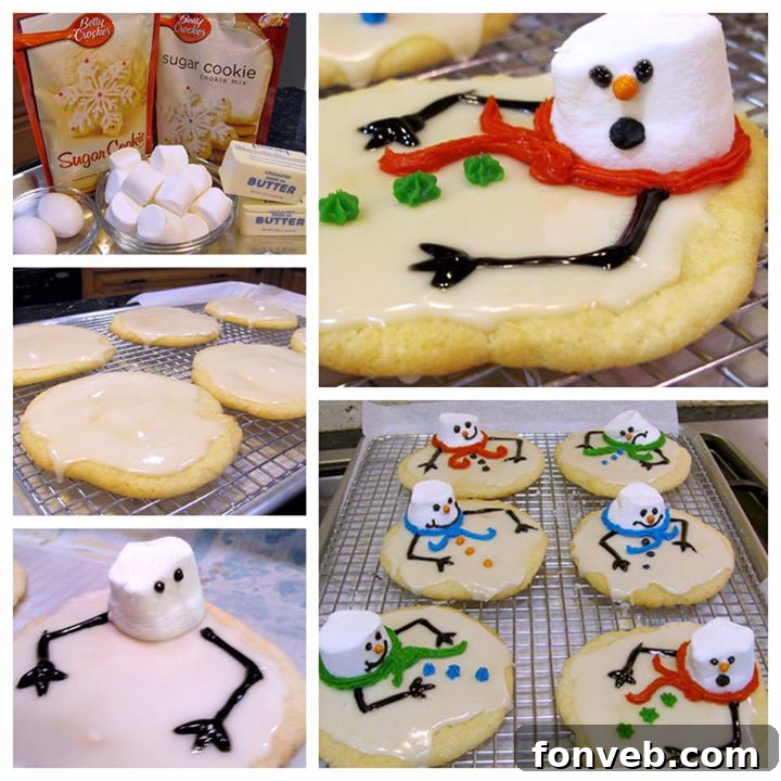 Easy Melted Snowman Cookies, a cute and simple holiday baking idea
