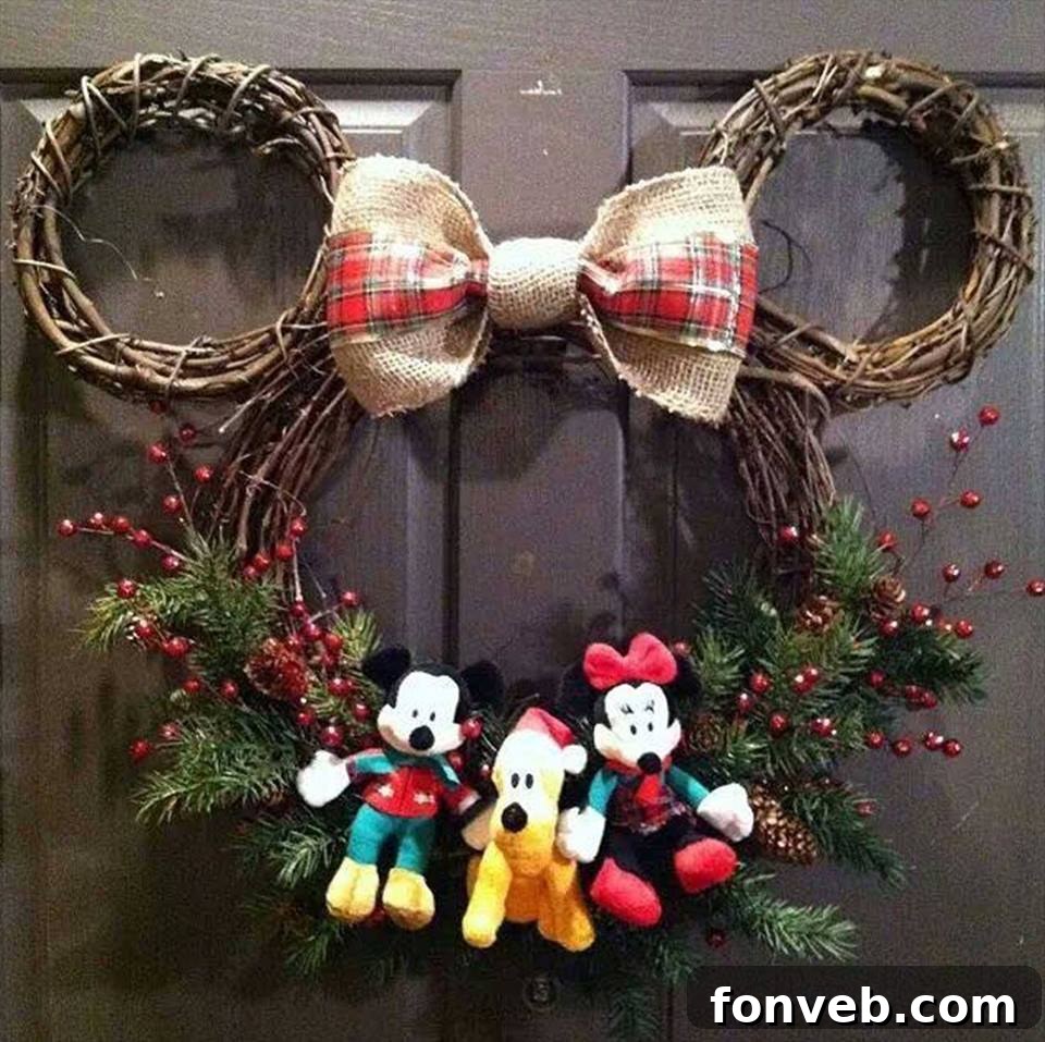 Cute Mickey Mouse themed Christmas wreath