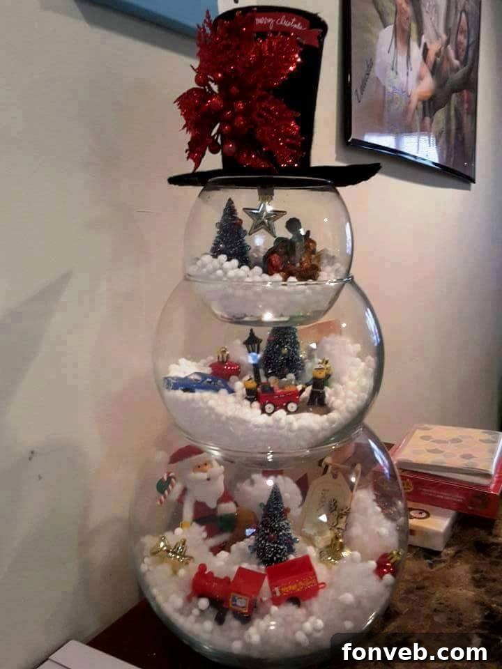 Fishbowl Snowman craft idea for Christmas decoration
