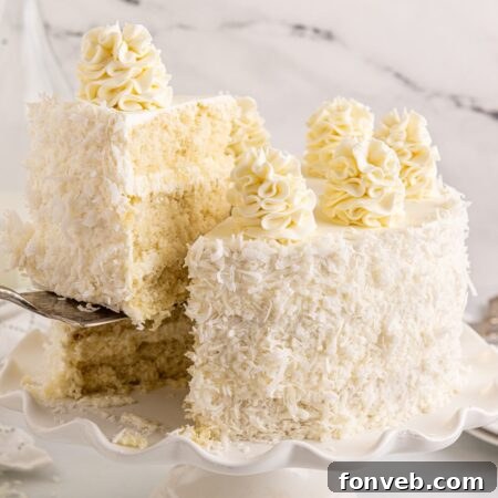 Delicious Coconut Layer Cake ready to be enjoyed.