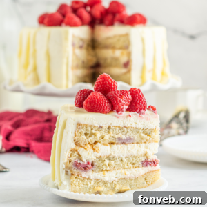 White Chocolate Cake with Raspberries